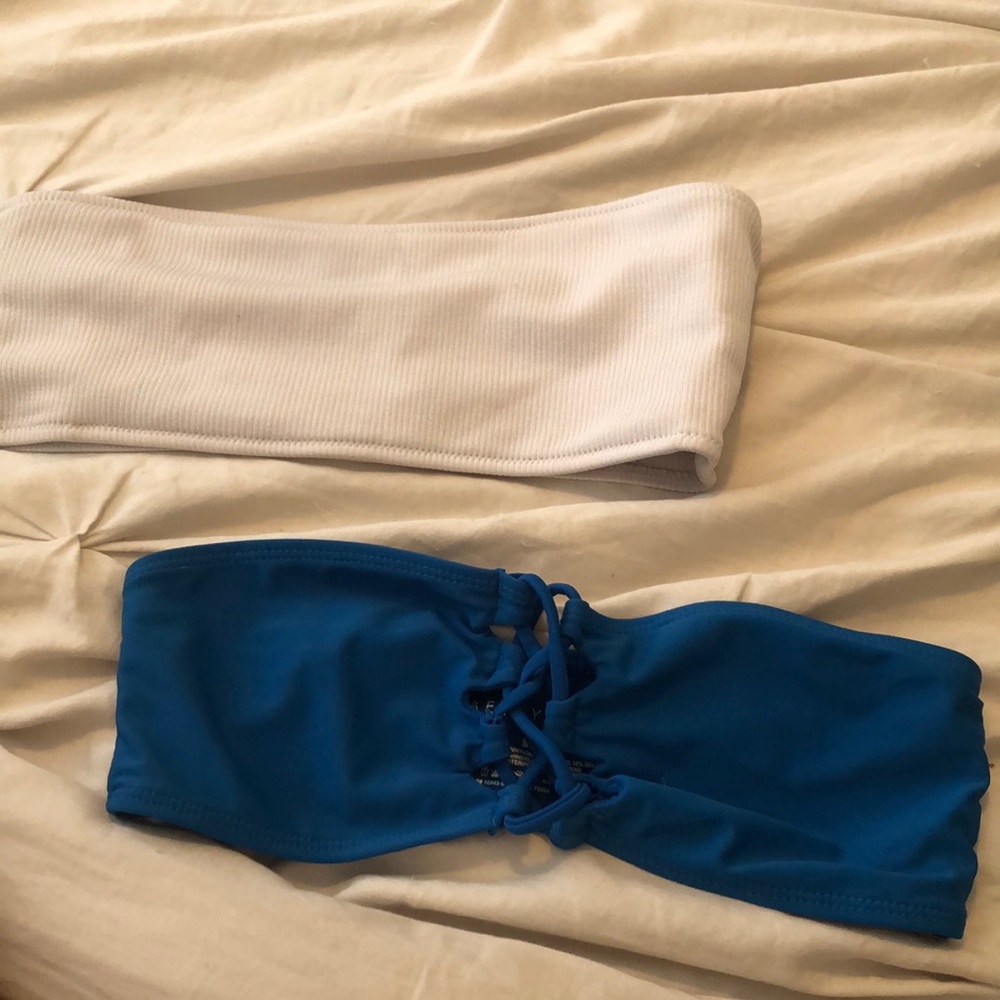 Blue & white swim top